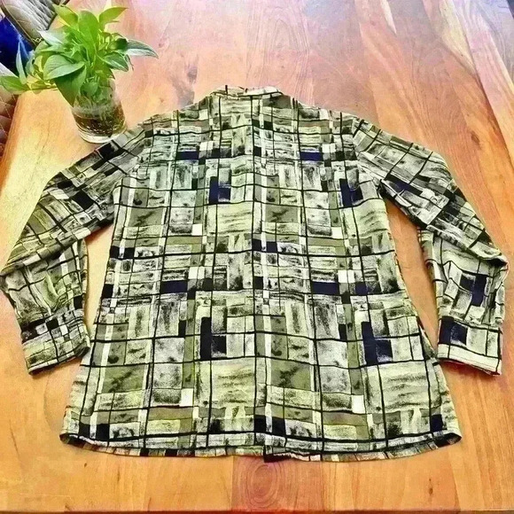 Vintage Boho Artsy Earthy Pattern Oversized Hippie Button Down Shirt Blouse. - Picture 13 of 13